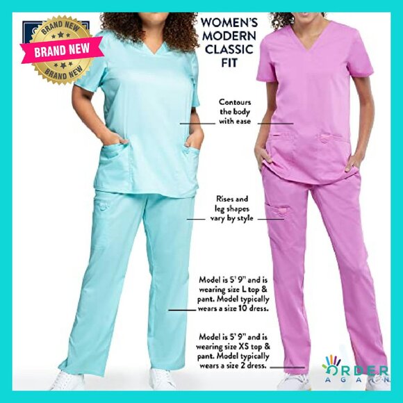 Jogger Scrub Pants Ultra Soft Stretch Medical Uniform Petite Fit Five Pocket - Picture 4 of 8